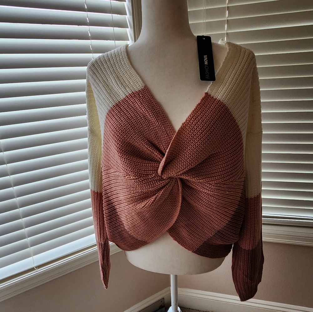 Reversible coral and ivory brand new sweater